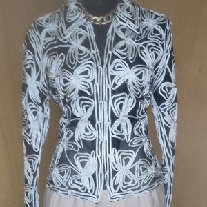 3 for $20 Black and White sheer jacket w detail.